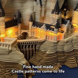 3D Castle Memo Pad 2024 Calendar Sticky Notes with Light, Paper Carving Art for Desk Decoration and Gifts