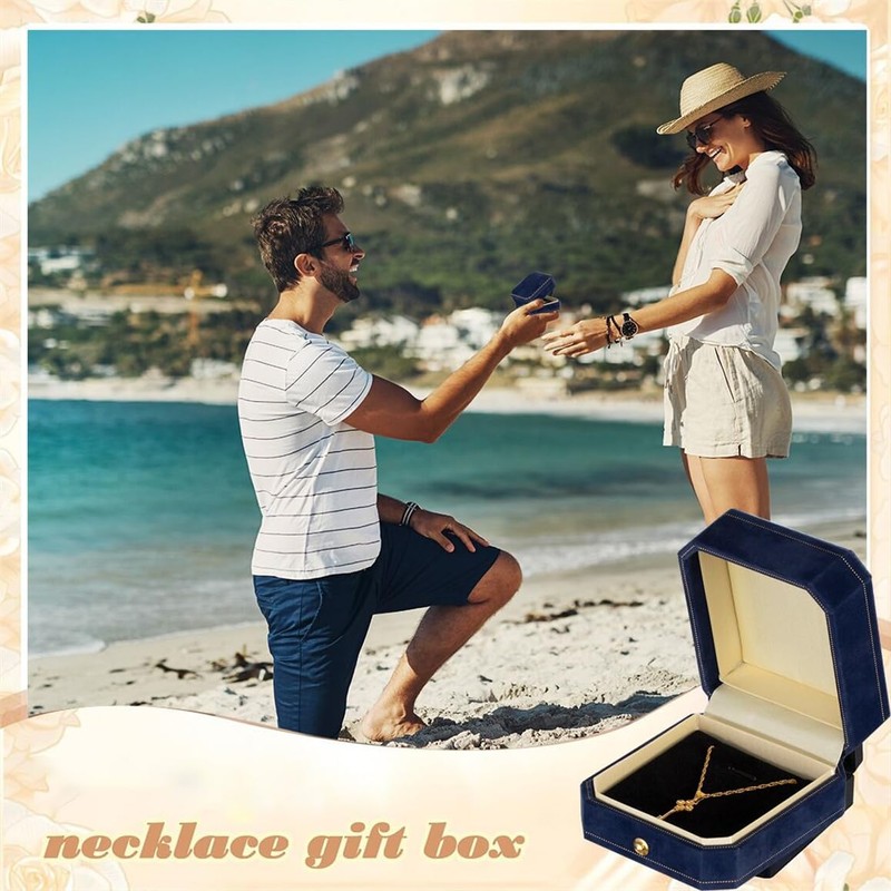 Necklace Box Velvet Pendant Gift Box Long Chain Jewelry Display
