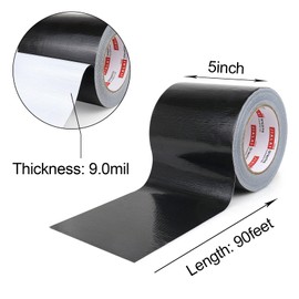 Wide Duct Tape, Industrial Grade 30Yards (90 ft) Wide Tape 5'' Duct, 9 Mil Heavy-Duty, Waterproof, Strong, Flexible, No Residue, for Crafts & Home Improvement (Black, 5'' x 90ft)