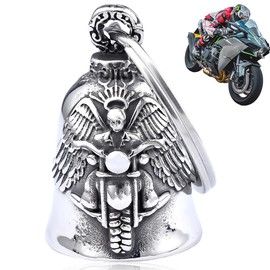 ZKGYUS Guardian Bell Biker Bell, Motorcycle Bell Lucky Charm, Stainless Steel Motorcycle Bell, Protective Bell Angel Riding Bell, Motorcycle Bell Keyring for Blessing the Peace, Lucky Charm, Wing