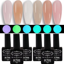 Oumisaya Glow in the dark Gel Nail Polish Colors Set GP011 Jelly Pink Milky White Nude Brown Neutral Colors