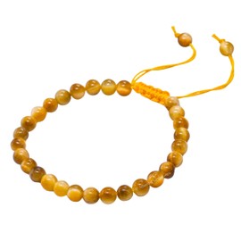 Yellow Cats Eye Bracelet for Women Men's Gifts - Protection Healing Crystal Bracelet - 6mm Gemstone Beaded Adjustable Bracelet Pulseras Para Hombres Mujer Stocking Stuffers