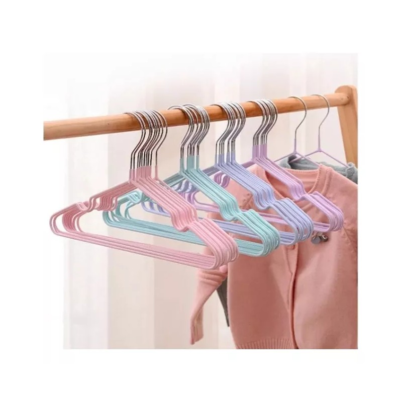 24x7 Set 20 Ganchos Antideslizantes Percha Ropa Tintorería Metal