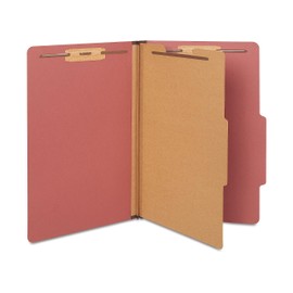 Staples Pressboard Classification Folder, 1-Divider, 1.75-inch Expansion, Legal Size, Brick Red, 40/Carton (ST614436/6144VS)