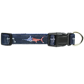 Guy Harvey Canvas Ribbon Nylon Embroidered Nautical Dog Collars 3 Sizes Marlin Dolphin (Large 22"-30", Multicolored)