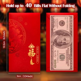 IKSII 24 Pack Chinese New Year Red Envelopes for Money,Thicker 2026 Lucky Money Envelopes,Year of the Horse Red Pocket,4 Designs Hong Bao for Cash,Chinese New Year Decor for Spring Festival