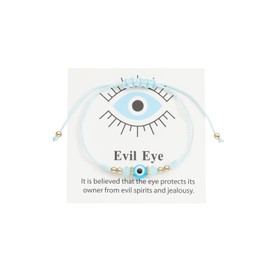 Colorful animal Evil Eye Bracelet For Women Teen Girls Amulet Protection Bracelet Good Luck Adjustable String Bracelet Anklet/light blue card