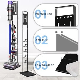 Lasvea Vacuum Stand for Dyson V6, V7, V8, V10, V11, V12, V15 Cordless Cleaners - Heavy Base Metal Bracket Holder, Accessory & Attachment Storage