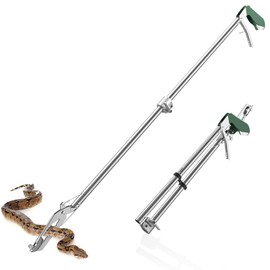 GYORGKSHI 60“ Snake Tongs Collapsible Grabber, Professional Reptile Snake Catcher Wide Jaw Handling Tool, Stainless Steel Snake Hook