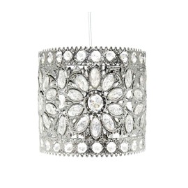 HOMION Easy Fit Antique Moroccan Tilly Design Chandelier Chic Ceiling Light Pendant Shade Crystal Droplet Fitting Decorations Gem Moroccan Style Fitting, Plastic/Metal (Silver)