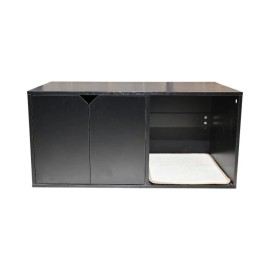 35.83" Cat Litter Box Enclosure Hidden Furniture (Scratch Pad Included), Modern Black Cat HouseColor: Black + Particle Board+MDF