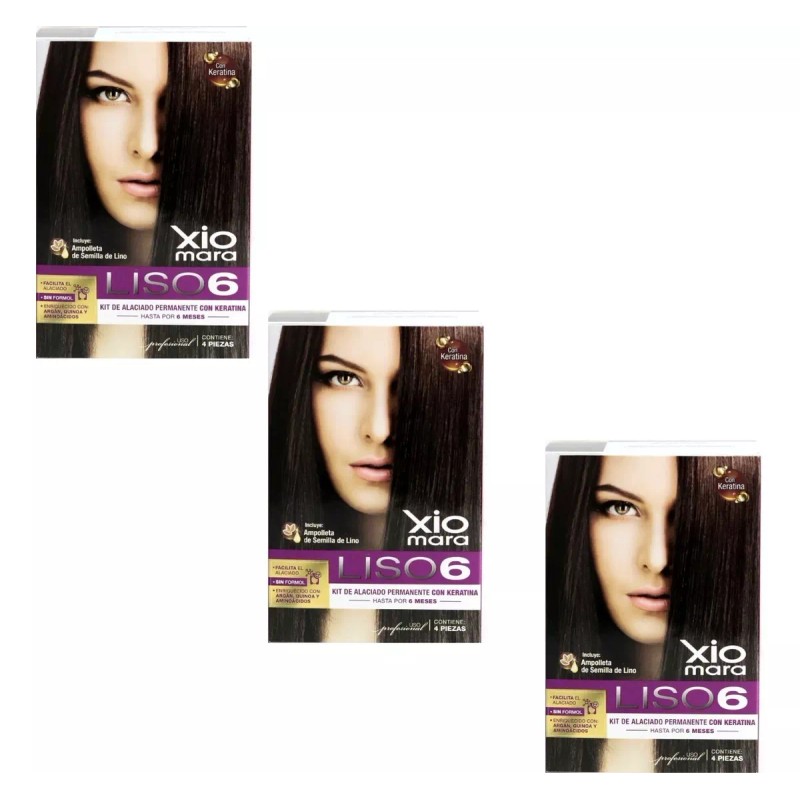 Xiomara Liso6 Kit De Alaciado Permanente Con Keratina 3 Pzs