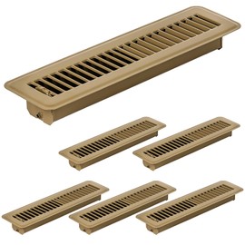 Flowild 6 Pack 2" x 12" Floor Register - Heavy Duty Steel Walkable Floor Vent Covers - Easy Adjust Air Supply Lever - Vent Covers for Home Floor (Brown, 2x12 Inches)