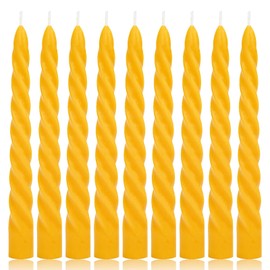16 Pack Beeswax Taper Candles 7 inch Spiral Beeswax Candles 7 Hours Burning Time Natural Pure Bees Wax Candle Unscented Smokeless Yellow Bees Wax Candlesticks for Home Prayer