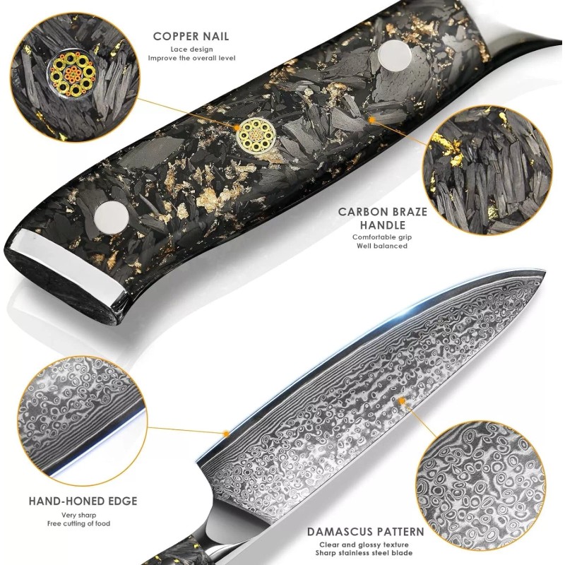 Kuwata 8 Inch Damascus Professional Black Gold Series Chefs Knife