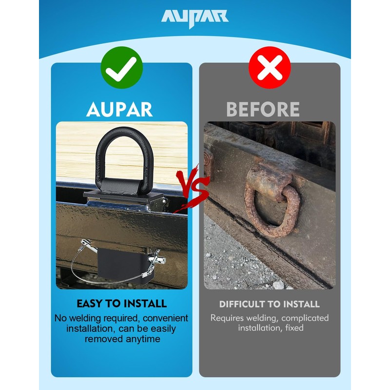 Aupar 5/8" Heavy-Duty Stake Pocket D Rings with Anti-Loss Cord