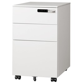 DEVAISE 3 Drawer File Cabinet with Combination Lock，Fully Assembled Metal Filling Cabinet Except Wheels, Mobile Under Desk File Cabinets for Home Office, White