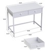 Furologee White Small Computer Desk with 2 Fabric Drawers, Simple