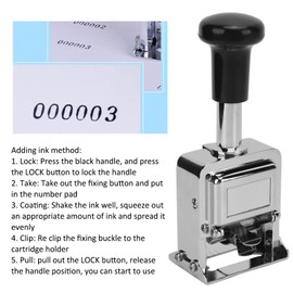 Automatic Numbering Machine, 5 Digit Digital Stamp Machine, Digital Stamps Zinc Alloy Case Automatic Skip Numbering with Ink for Bank Accounting