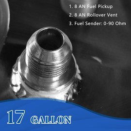 17 Gallon Fuel Cell Aluminum Fuel Tank 70L Universal Racing Street Drift Strip Fuel Gas Tank with Level Sensor - Silver