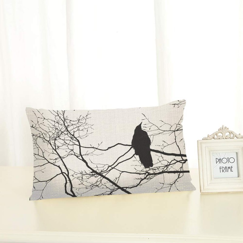 Nicokee Throw Pillow Cover Gothic Raven On A Tree Branch