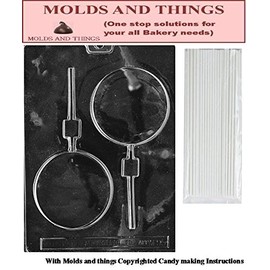 3OZ ROUND lolly chocolate candy mold with © molding Instructions + 25 Lollipop Sticks