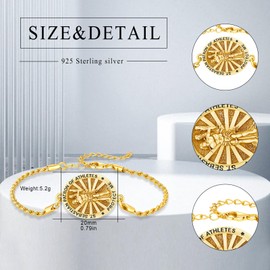 DRINSPER St Sebastian Medal Bracelet for Men Women Gold Plated Jewelry 925 Sterling Silver Patron Saint Sebastian Christian Prayer Protection Bracelet Catholic Inspirational Religious Amulet Gifts