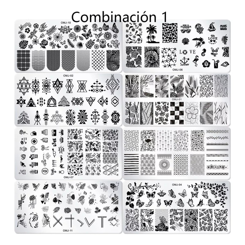 THE9SHOP Juego De 8 Placas De Sellos Uñas Diy, 1
