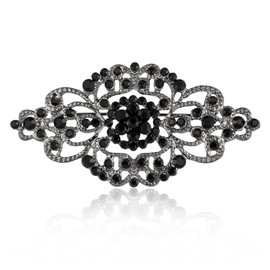 HAISWET Vintage Crystal Art Deco Black Rhinestone Brooch Pin