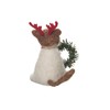 GALLERIE II Cat Reindeer W/Wreath Figurine White