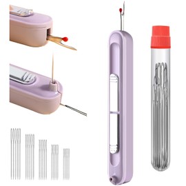 Zivyes 2-in-1 Automatic Needle Threader & Seam Ripper Tool with 25 PCS Large Eye Needles Sewing Supplies for Hand Quilting Embroidery