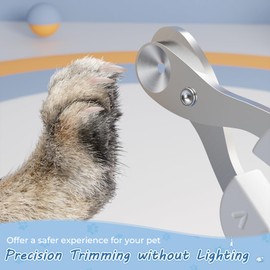 Tecfino Cat Nail Clipper, Cat Nail Trimmer with Positioning Round Hole, Sharp Non-Slip Handle Cat Claw Clipper, Safe Indoor Cat Nail Clipper, Pet Nail Clipper for Cats, Puppies and More Animals - Grey