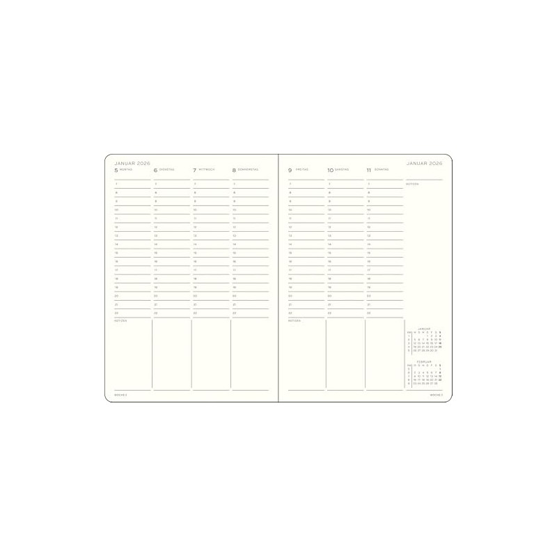 LEUCHTTURM1917 372574 Weekly Planner Composition (B5) 2026, 12 Months, Rising