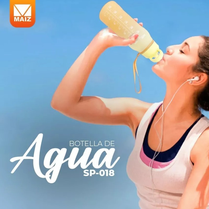 Maíz Botella Cilindro Agua Deportiva Motivacional Multicolor 1.3l
