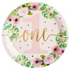 48-Pack Floral Paper Plates for Baby Girls 1st Birthday Decorations