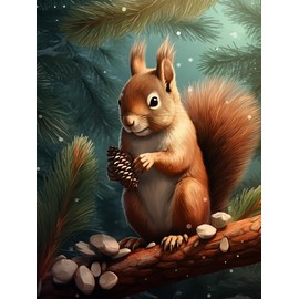 Bimkole DIY 5D Diamond Painting Accessories Squirrel, Animal Diamond Painting Kit, Full Round Drill Painting by Numbers Painting Embroidery Cross Stitch Diamond Decoration 30 x 40 cm