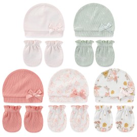 falianni Cute Baby Girl Hats Mittens Set 10-Pack New Born Boy Caps Gloves Suit 0-6 Months Infant Accessories