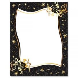 Stars and Spirals Letter Papers-25 Sheets of Colorful, One-Sided Framed Letter Paper for Newsletters, Announcements, and Invitation