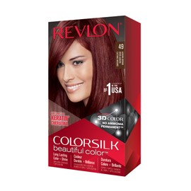 Revlon Colorsilk Beautiful Color, Permanent Hair Dye with Keratin, 100% Gray Coverage, Ammonia Free, 49 Auburn Brown