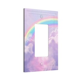 ybclf Rainbow in the Clouds Light Switch Cover 1 Gang Single Rocker Pink Purple Wall Plate Decorative Switchplate Electrical Receptacle Faceplate for Bathroom Kitchen Bedroom（Plastic）