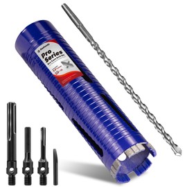 DaduoRi 2-1/2" Pro Dry Core Drill Bit with Pilot Bit & 3 Adapters (SDS Plus/SDS Max/1/2 Hex), Upgraded-Welded Core Bits for Concrete with Rebar, Masonry, Brick, Mortar - 9.5" Depth, 5/8"-11 Thread