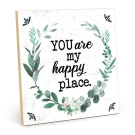 TypeStoff HS-01274 Wooden Sign with Saying - Happy Place - Vintage Look with Quote as Gift and Decoration on Love Theme