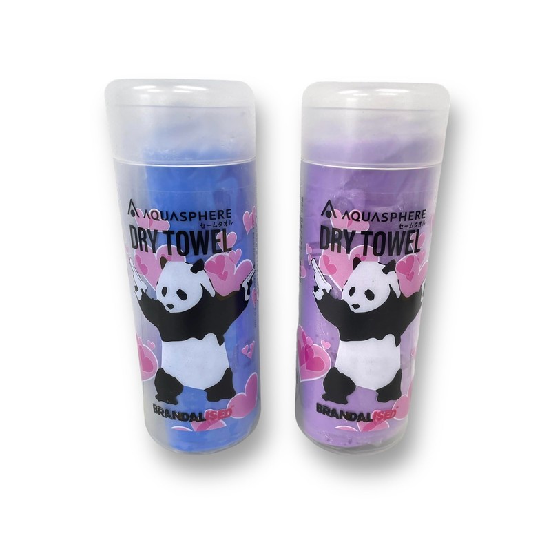 Aqua Sphere AS*BRANDALISED DRY TOWEL BANKSY'S GRAFFITI Panda Guns PURPLE
