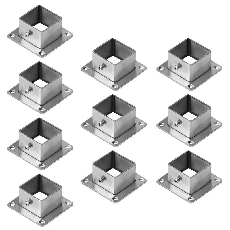 10 PCS 1-1/2" Square Post Flange Base, Square Tube Fitting,