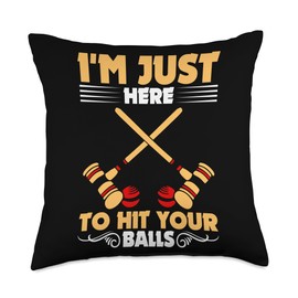 Croquet Game Set Crokay Lawn Game Clothing Game Balls Set 8 Croquet Player Throw Pillow, 18x18, Multicolor