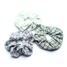 QinGoo Gray Checkered Scrunchie Hair Rubber Hair Elastic Adult Hair Accessory Cute Simple Korean Women's 1 Piece (Grey)