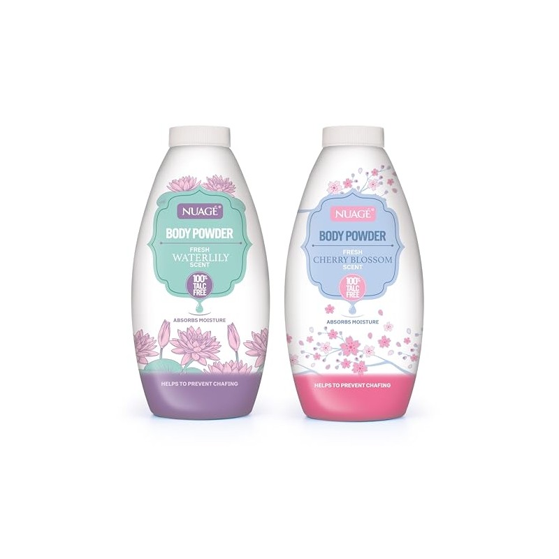 Nuage Body Powder Set - Talc-Free, Cherry Blossom and Water