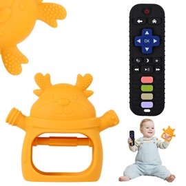 Baby Teething Toys, Easy to Hold Silicone Teething Mitten, Baby Teether Toys for 0-3 3-6 Months, Teething Relief, TV Remote Control Shape Teething Toys, Self Soothing Baby Chew Toys