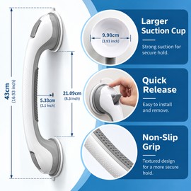 17-Inch Bathroom Grab Bar for Shower Support – No-Drill Anti-Slip Handle for Everyday Bathroom Stability