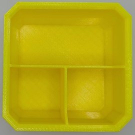 Fitter Critter Square Slim Low Profile Bins / Organizers / Dividers / Small Parts Tray for Milwaukee Packout (YELLOW, 3 COMPARTMENT T SQUARE)